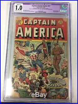 Marvel Comics Timely Captain America golden age CGC 1.0 51 1945 bondage cover