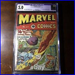 Marvel Mystery Comics #17 (1941) WW2! Sub-Mariner! CGC 2.0 (Restored)
