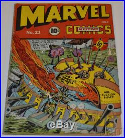 Marvel Mystery Comics #21 Rare Ww2 Golden Age Timely Human Torch Schomburg Cover