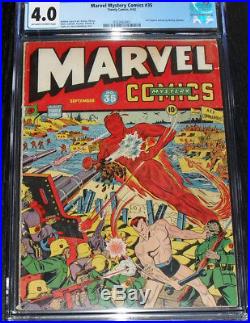 Marvel Mystery Comics 35 Cgc 4.0 Torch Sub-mariner Wwii Golden-age Timely 1942
