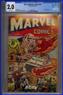 Marvel Mystery Comics #81 Cgc 2.0 Timely Golden Age Captain America Story