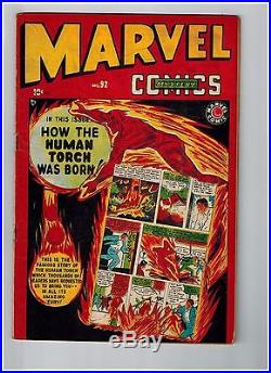 Marvel Mystery Comics #92 VG Comic Book Origin Of The Human Torch GOLDEN AGE JM1