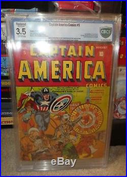 Marvel comics Golden age Captain America 5 CBCS cgc RED SKULL bondage 1941