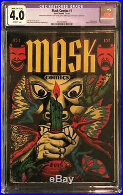 Mask Comics #1 4.0 (R) CGC Ultra Key Golden Age Classic LB Cole cover
