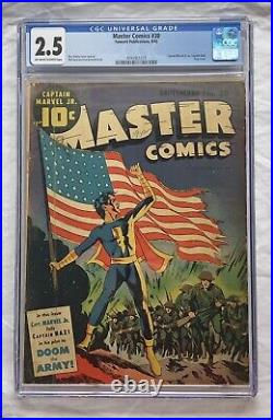 Master Comics #30 CGC 2.5 (1942) Captain Marvel Jr. Flag Cover vs Capt Nazi 1/23