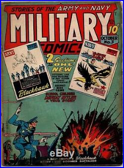 Military Comics #3 Golden Age 3rd App of Blackhawk 1st App & Origin of Chop-Chop
