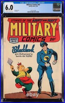 Military Comics #41 Cgc 6.0? Classic Al Bryant 1945 Golden Age Cover? Blackhawk