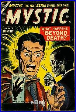 Mystic Comics #30 1954- Skeleton cover- Atlas Horror golden age VG