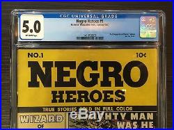 Negro Heroes (1947) #1 Cgc 5.0 Vg/f Golden Age Gem! African-american History