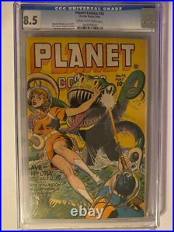 PLANET COMICS #42 CGC 8.5! (CM-OW Pages) Classic sci-fi monster cover