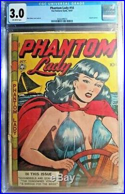 Phantom Lady #14 (1947) CGC 3.0 Matt Baker Golden Age Good Girl Art Vintage