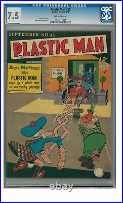 Plastic Man #25 (1950) Golden Age Cole Cover Quality Comics CGC 7.5 AD91
