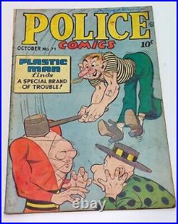 Police Comics #71 & 75 Lot of 2 Golden Age Plastic Man 1946 GD to GD+