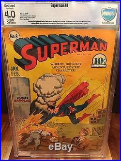 Rare 1941 Golden Age Superman #8 Cbcs 4.0 Sa Classic Cover Nice