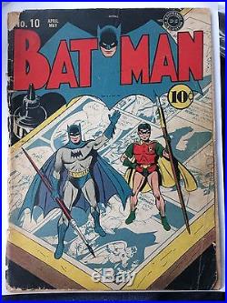 Rare 1942 Golden Age Batman #10 Classic Cover Complete