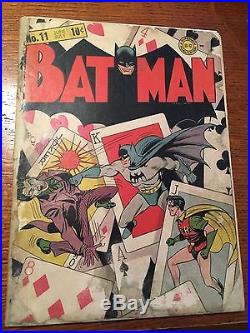 Rare 1942 Golden Age Batman #11 Classic Joker Cover Complete