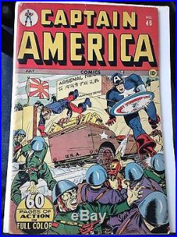 Rare 1944 Timely Golden Age Captain America Comics #40 Schomburg War Cover