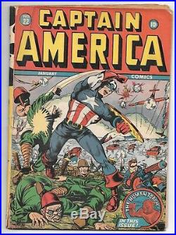 RARE Golden Age 1941 Captain America Comics #22