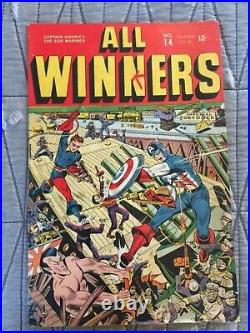 Rare 1944-45 Timely Golden Age All Winners Comics #14 Classic Cover