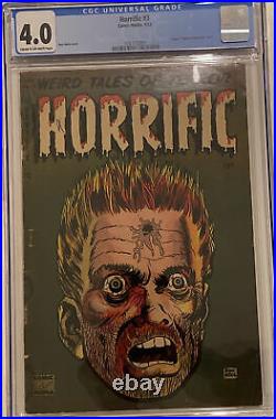 Rare 1953 Golden Age Horrific #3 Classic Bullet In Head Don Heck Cover Cgc 4.0