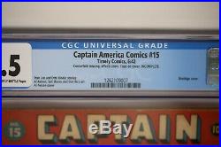 Rare Timely Captain America #15 Golden Age Comic 1942 CGC. 5