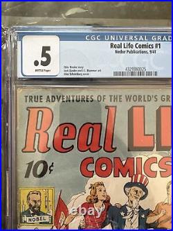 Real Life Comics #1 1941 Nedor Publications Golden Age Comic Book CGC. 5