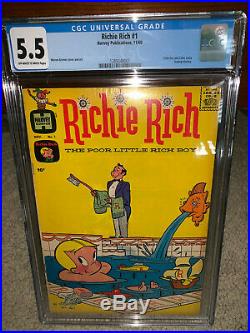 Richie Rich #1 CGC 5.5 Harvey 1960 Key Golden Age! Rare! New Case! K10 121 cm