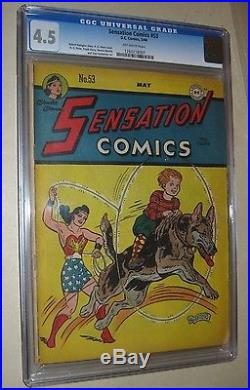 Sensation Comics #53 Wonder Woman (dc Comics 1946) Golden Age Cgc 4.5 (vg+)