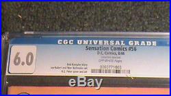 SENSATION COMICS #56 GOLDEN AGE cc universal grade 6.0