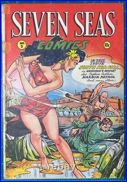 SEVEN SEAS COMICS 5 Low Grade Complete Matt Baker GG Cover