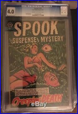 SPOOK SUSPENSE MYSTERY #28 CGC 4.0 LB Cole Cover Golden Age Rare Horror Comic