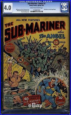 SUB-MARINER COMICS #1 Timely Golden Age CGC 4.0 scarce Schomburg Nazi war cover