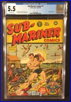 SUB-MARINER COMICS #7 Comic Book CGC 5.5 TIMELY Marvel 1942 Golden Age 10 Cent