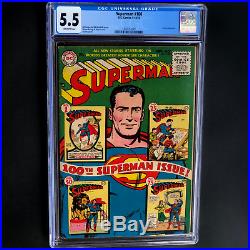 SUPERMAN #100 (DC 1955) CGC 5.5 OW PGs ANNIVERSARY ISSUE! Golden Age Key