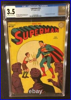 SUPERMAN #33 Comic Book CGC 3.5 DC 1945 Golden Age 10 Cent MR MXYZTPLK