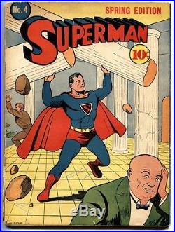 SUPERMAN #4-1940-2nd LEX LUTHOR/DAILY PLANET-golden-age dc superhero-NICE COPY