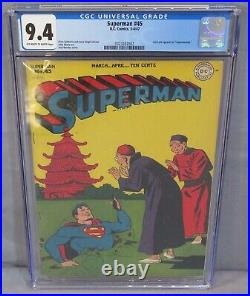 SUPERMAN #45 (Golden Age) Unrestored CGC 9.4 NM OW to White Pgs DC Comics 1947