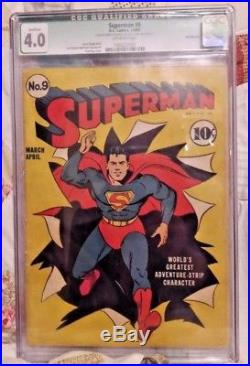 SUPERMAN #9 (Golden Age) CGC 4.0 1941 DC Comics Unrestored (Siegel & Shuster)