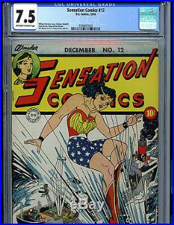 Sensation Comics # 12 CGC 7.5 Golden Age Wonder Woman 1942 Amricons