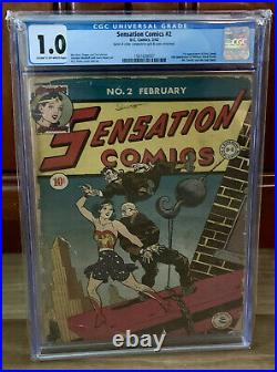 Sensation Comics 2 CGC 1.0 GOLDEN AGE WONDER WOMAN 1942
