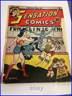 Sensation Comics #27 Wonder Woman Golden age DC 1944 incomplete