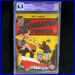 Sensation Comics #3 (DC 1942) CGC 6.5 Restored Golden Age Wonder Woman Key
