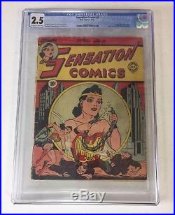 Sensation Comics #4 CGC 2.5 Wonder Woman 1942 Golden Age 1st App Baroness WWII