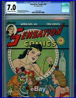 Sensation Comics # 40 CGC 7.0 Golden Age Wonder Woman 1945 WW2 Amricons B12
