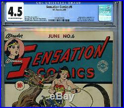 Sensation Comics #6 CGC 4.5 Golden Age Wonder Woman 1942 1st Lasso Amricons K