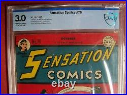 Sensation Comics #70 Wonder Woman Cbcs Graded (3.0) Golden Age 1947 DC Comics
