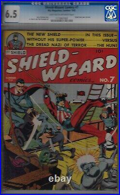 Shield Wizard #7-cgc 6.5 Fine+ 1942 Wwii Horror Cvr- Higher Grade Copy