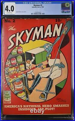 Skyman #2 Columbia Comics (1942) CGC 4.0 VG Ogden Whitney 1st Print Graded Comic