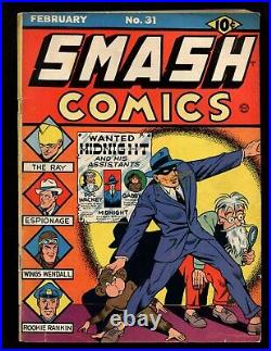 Smash Comics #31 GDVG Fine Gustavson The Ray The Jester Wildfire The Red Menace