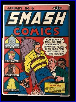 Smash Comics #6 Golden Age Comic Book! RARE Quality Comics! January 1940! Eisner